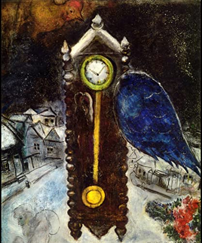 Affiche Marc Chagall L'Horloge à l'aile bleue poster plastifié 50x76 cm