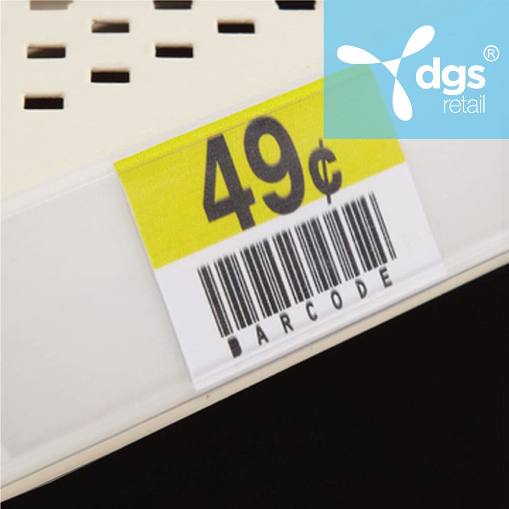 Shelf Label Strips 25 Pack of Self Adhesive 1.25”H Shelf Label Holder Price Tag Strips for Metal Wood or Plastic Gondola Shelf, PVC Plastic Clear Front/White Back Sign Holder for 48” Long Shelf