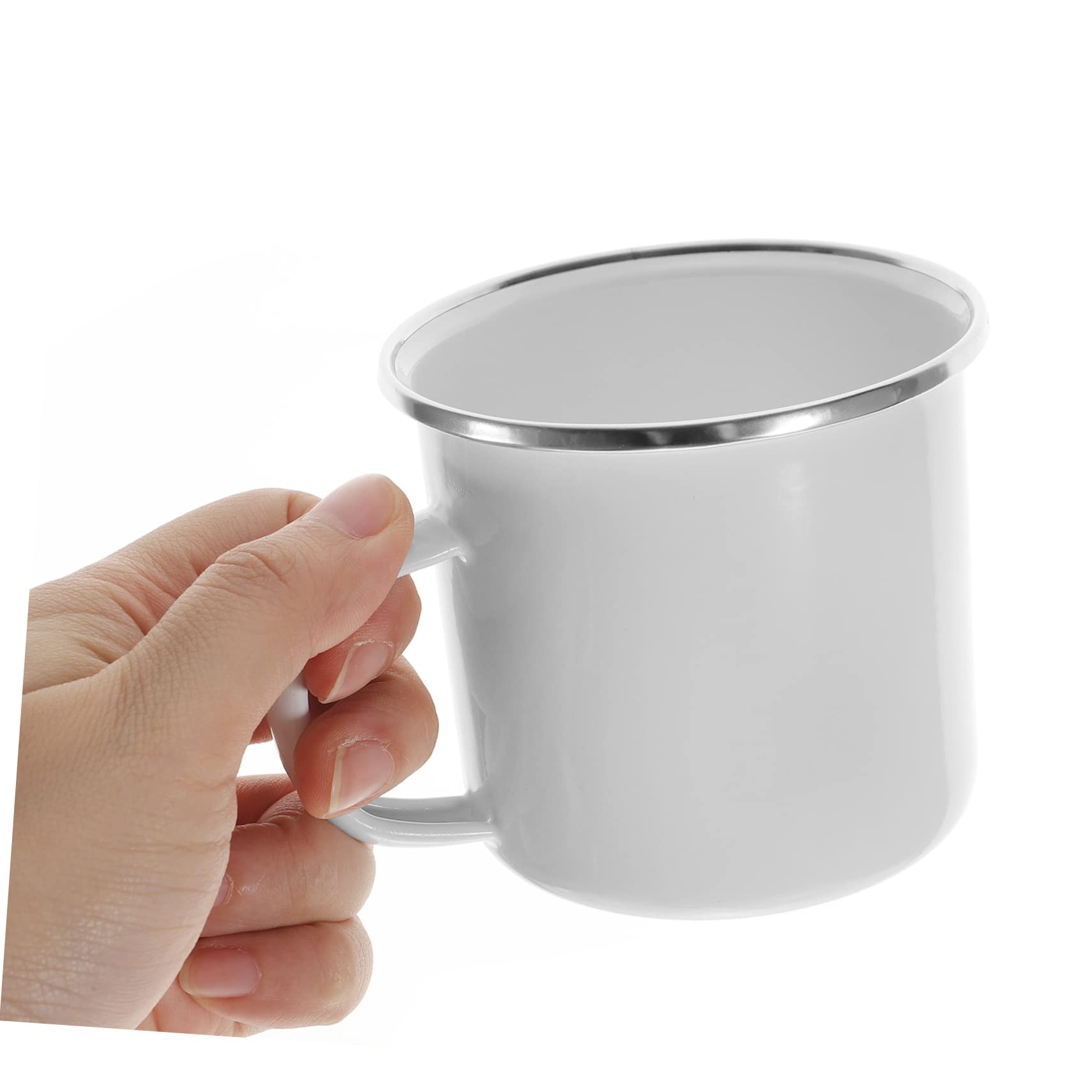 pack Blechtasse Emaille Emaillebecher für Außenbereich Leicht Groß Weiß 4 Stück für Camping und Reisen