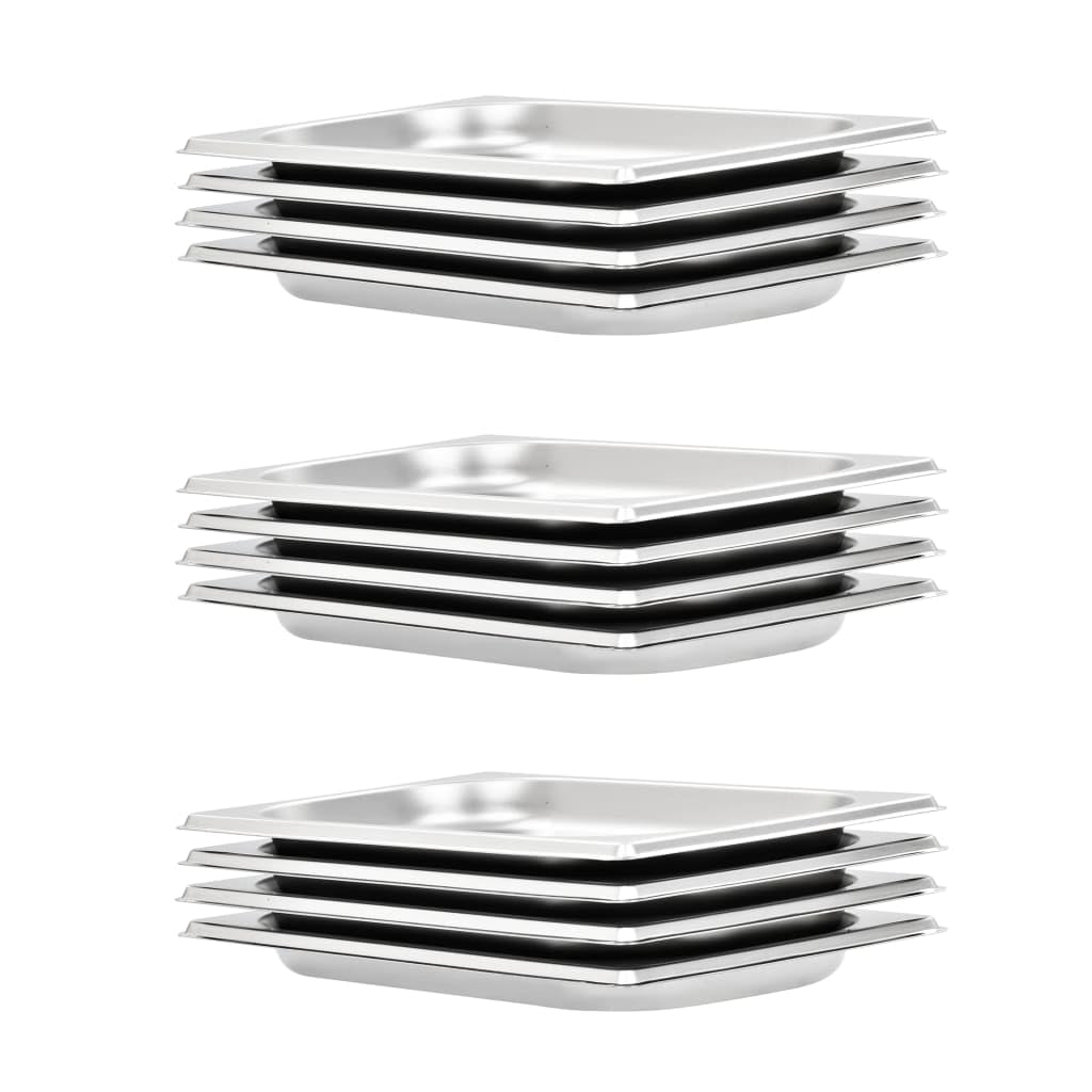 Contenitori Gastronorm, 12 pezzi, GN 1/4, 20 mm, in acciaio inox, per cucina professionale e catering, adatti per Bain-Marie, Chafing-Dishes, insalatibar, design impilabile salvaspazio