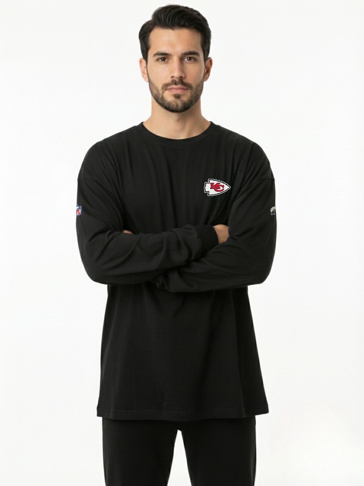OOSC Mens Kansas City Chiefs Long Sleevet-Shirt T-Shirt, Multicolour, XL EU