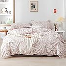 Girls Cotton Girl Bedding Sets Twin Little Flower Duvet Cover Set Queen Double Size 100% Cotton Floral Leaves Garden Bedding Collection for Teens Students Women