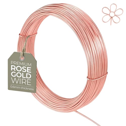 Alambre De Cobre Chapado Oro Rosa 0,6 mm (22 Ga) x 10 m - Antideslustre Para Bisutería, Escultura, Envolver, Manualidades Y DIY