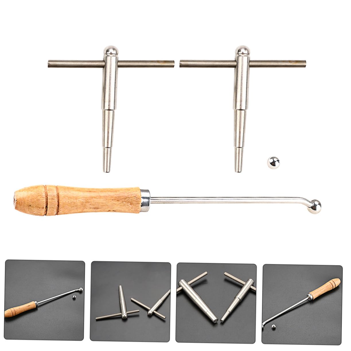 DOITOOL Juego de Herramientas para Mantenimiento y Moldeo Accesorio Metálico Mango de Madera de Reparación para Trompeta y Trombón de Instrumentos de Viento