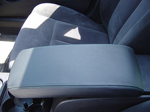 RedlineGoods armrest Cover Compatible with Nissan Altima 2007-12. Tailor Made - not Universal. Genuine top-Grade Italian Black Leather with Blue Thread