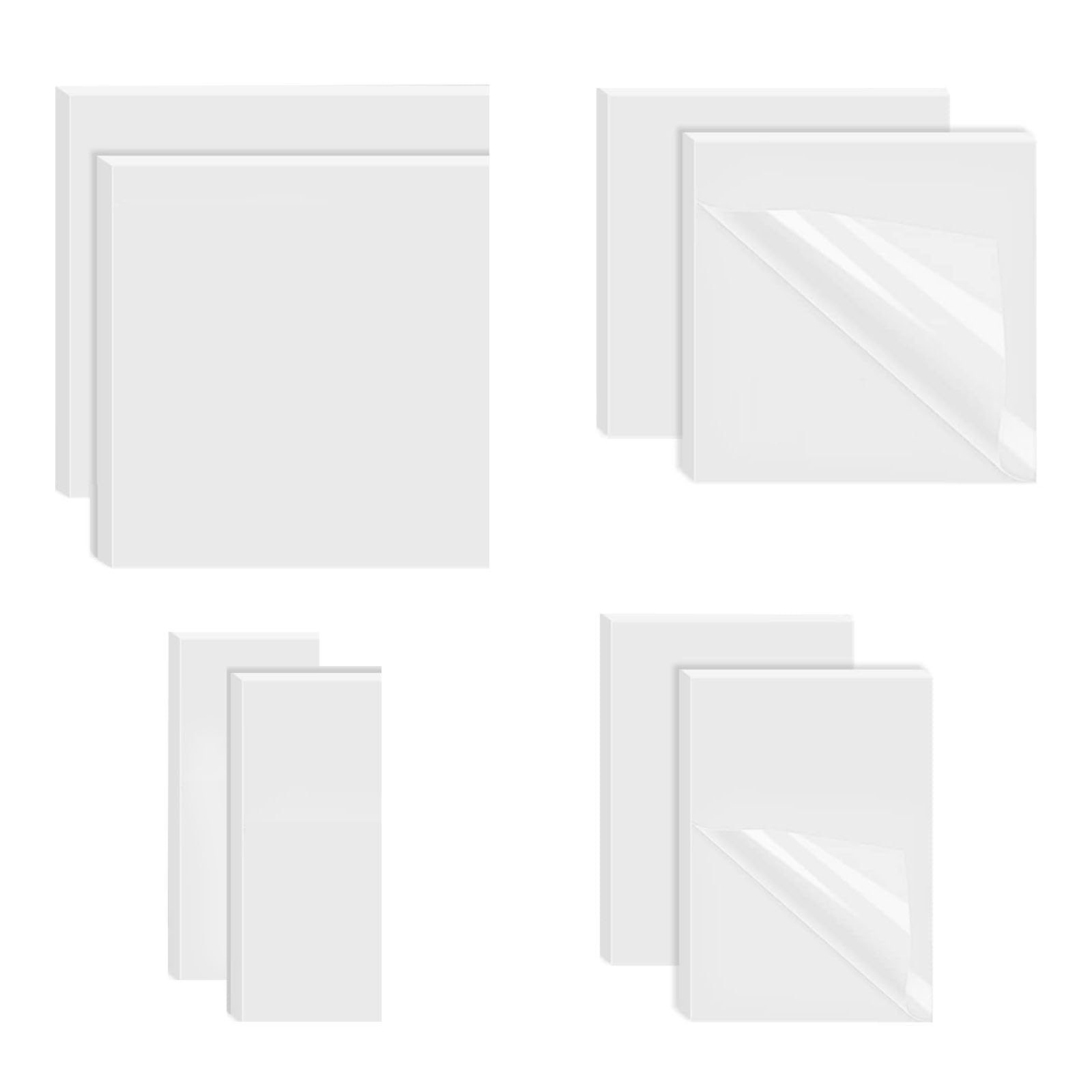 400 Hojas Notas Adhesivas Transparentes, Notas Adhesivas Impermeables, Notas Adhesivas Reutilizables, Sticky Notes Autoadhesivas para Escuela, Hogar, Oficina (Cuatro Tamaños)