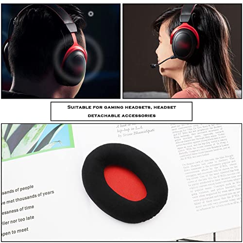 EMSea 1 Pair Ear Pads Replacement Compatible with Kingston HyperX Cloud II Gaming Headphones Ear Cushion Flannel Foam Earphones Accessories Black Red - Image 3