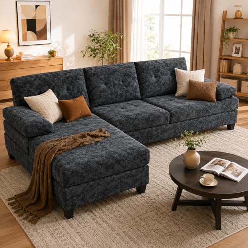 PHONEUTRIX U-Shaped Sectional Sofa with Double Chaise,Linen Fabric 4-Seat Modern Couch, Removable...