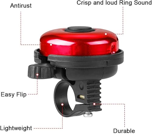 Miniatura 5 de Accmor Campana de bicicleta clásica, campana de bicicleta de aluminio, sonido nítido y claro para bicicleta para adultos y niños