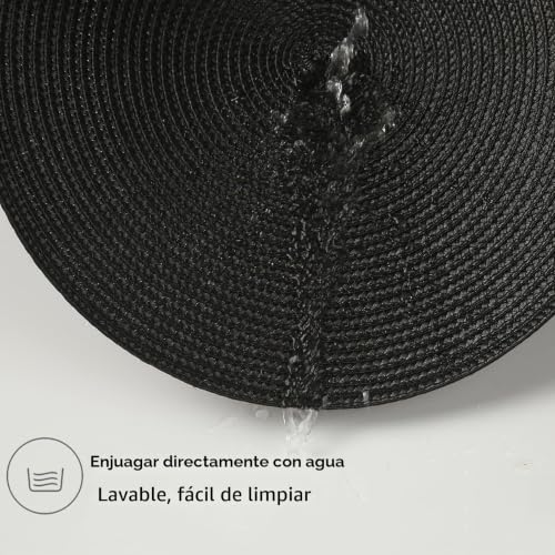 Miniatura 6 de Manteles Individuales Redondos Lavables De Polipropileno - Plástico Antimanchas Negro, 32cm
