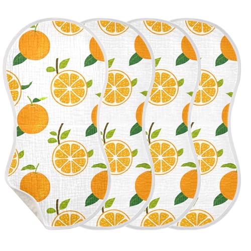 xigua Oranges Muslin Baby Burp Cloths Set of 2, Super Soft & Absorbent Burping Rags, Cotton Burp Clothes Shower Gift for Newborn, Baby Girls and Boys3