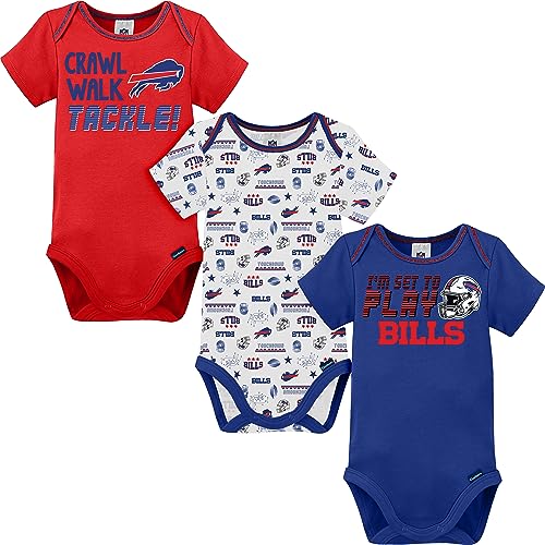 Image of Gerber NFL unisex-baby Nfl Team 3 Pack Short Sleeve Onesie Bodysuit