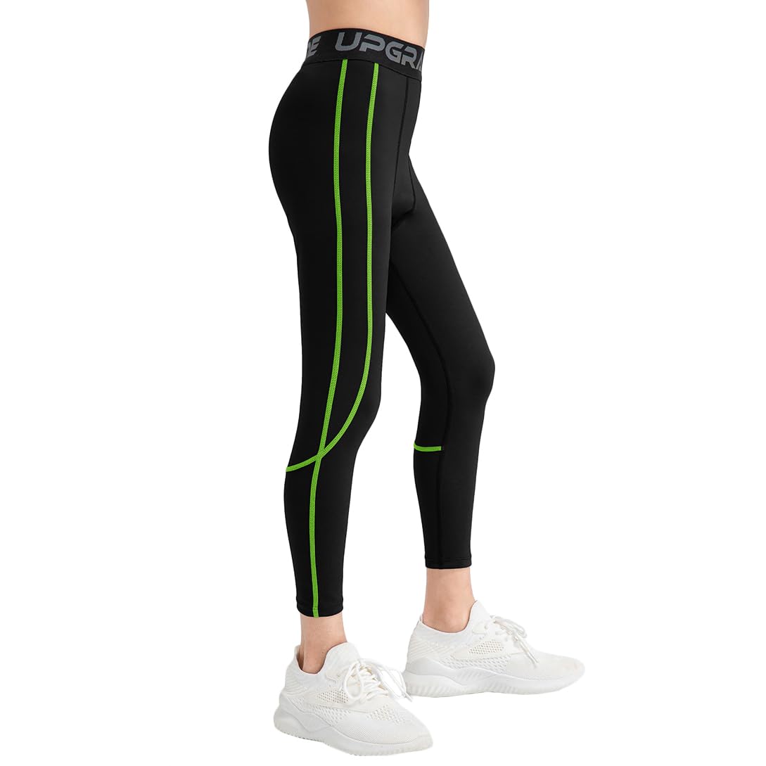 Legging de Sport pour Enfant Garçon Doux Respirant Séchage Rapide Pantalon Longue de Yoga Taille Haute Fitness Extensible Base Layer Collant Anti-Frottements pour Jogging Danse Basket