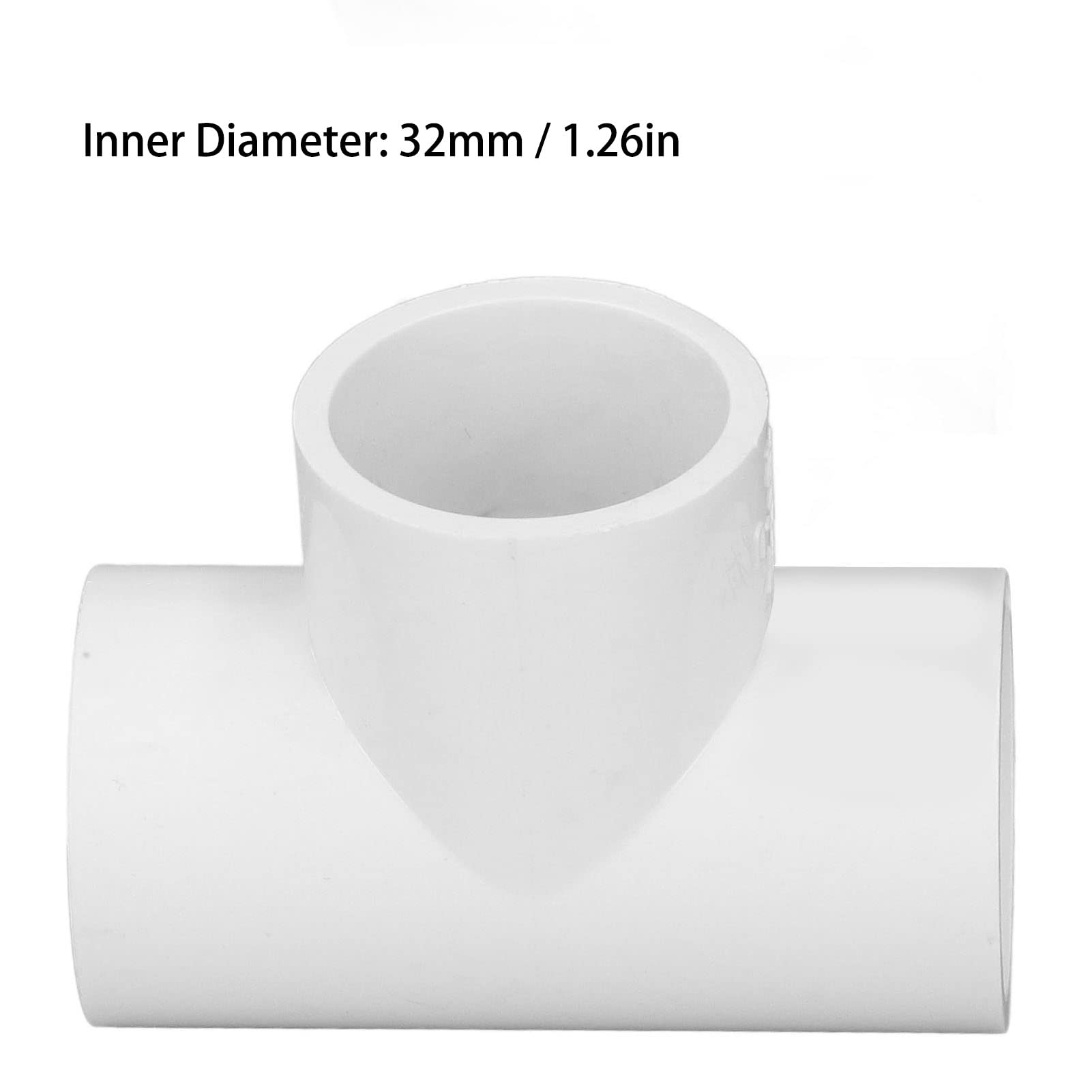 12Pcs Raccordi a T in PVC Raccordi in Plastica di Diametro Uguale Adattatore a T Adattatore per Raccordi per Tubi Connettore per Tubi di Alimentazione per la Casa(32mm)