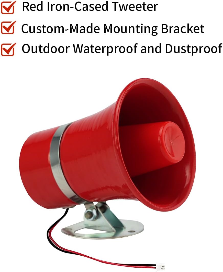 Speaker, 8R/ 25W Horn Stereo Amplifier DIY Accessories, Length, Width and Height:130 * 130 * 110MM/5.12 * 5.12 * 4.33 inch, with 20CM Terminal Cable. (1 Pack, Weight:340G)