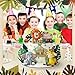 23pcs Safari Animal Cake Topper, Jungle Wild Cake Toppers with Leaves Balls Cake Decorations for Safari Animals Themed Birthday Party Decorations (Jungle Wild Animal Style)