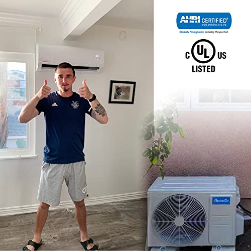 Apoodr 12000 Btu Mini Split Air Conditioner Ductless Inverter System 16.5 Seer With Heat Pump 110V 1 Ton,With Installation Kit #TOP5