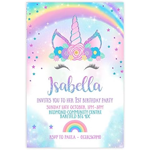 Personalised Unicorn Birthday Party Invitations Pack Cover