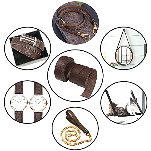 Cdy Lychee Pattern Dark Brown Leather Strap 90 Inches Long 1 Inch Wide, Leather Belt Strips Very Suitable For Diy Craft Projects, Pet Collars,Belts, Keychains,Jewelry, Leather Watch (Dark Brown) #TOP3