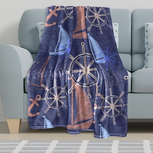 Couverture polaire bateau 150x130 cm plaid chaud et doux pour lit et canapé - 6