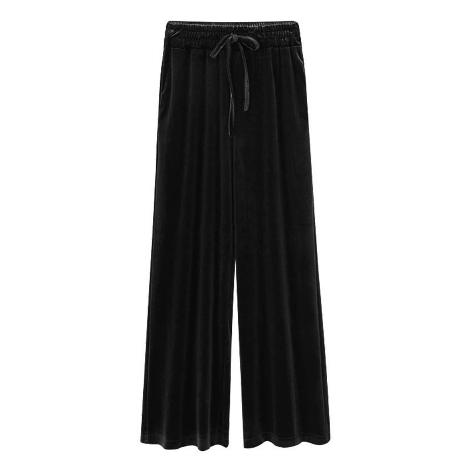 Oplxuo Womens Velvet Wide Leg Pants Dressy Casual Bell Bottom Palazzo Trousers High Waist Long Flowy Pants with