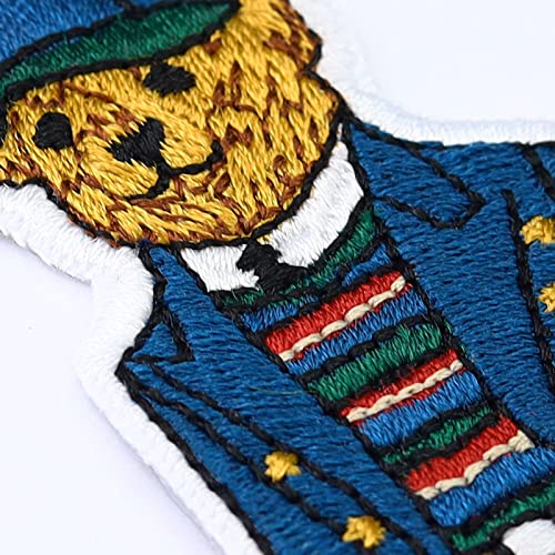 Image of Teddy Bear Sticker Embroidered Patch Teddy in Suit | Children Toys Emblem for All Fabrics | Iron-on Patch for Children Clothes | Repair Clothing Patches | 3.15x1.57 in