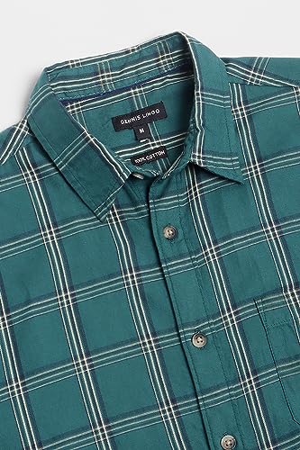 Image of Dennis Lingo Men's Khaki Cotton Casual Shirt, Full Sleeve Slim Fit Spread Collar