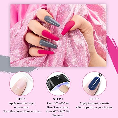 Lavender Violets Gel Nail Polish Gift Set Soak Off UV LED Base,Glossy n Matte Top Coat Valentines Gifts 18 Colours 36 Effect Classical Nail Art Salon Design F997