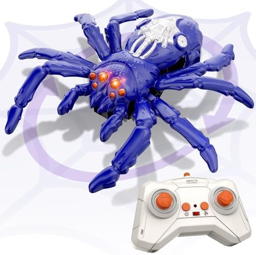 Rechargeable Remote Control Spider Robot, 360° Rotating Wall Climbing Toy with LED Eyes for Kids Ages 3+ - Birthday Gift for Boys & Girls