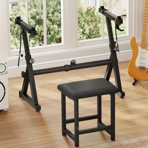 Z Style Keyboard Stand with Bench Set, Heavy Duty Piano Stand Fully Adjustable Height & Width for...