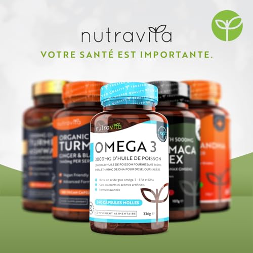Omega 3 Huile de Poissons Sauvages 2000mg - 240 Gélules (120 Jours) - Haute Concentration en EPA (660mg) & DHA (440mg) Soutien Fonction Cardiaque et une Vision Normale - Fabriqué par Nutravita – Image 8