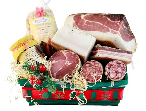 Cesti Natalizi Grandi 1 | Cesta Natalizia a base di Salumi e Prodotti Artigianali Toscani | In Regalo biglietto d'auguri personalizzato | Salumificio Artigianale Gombitelli