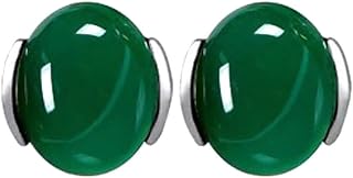 Brincos Walbest Fashion Femininos de Ágata Verde Natural Encravados Brincos Brincos de Brinco Joia Presente (Verde)