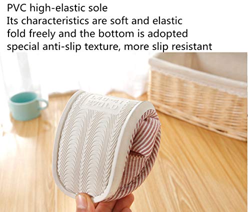 New Striped Linen Comfortable Slippers Women Non-Slip Cotton Slippers,Closed Toe Spa Slippers Washable,2 Pairs,Color Sent Randomly Multicoloured4