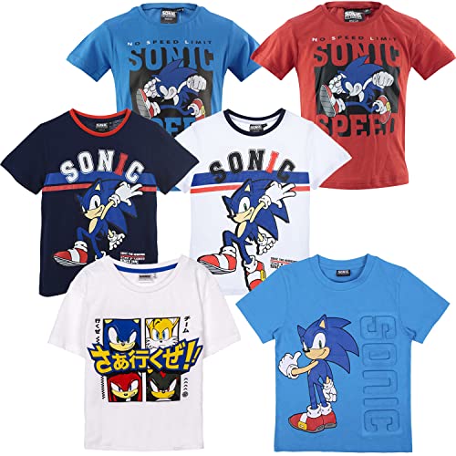Characters Cartoons Sonic The Hedgehog - Camiseta de manga corta para niño, 1190 Blanco, 3 años