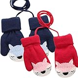 Mitones de punto para bebés: los puños elásticos que son fáciles de poner y quitar, también ayudan a mantener el sello caliente; los cordones de seguridad los hacen invisibles y se pueden colgar del cuello para mayor comodidad, perfectos para el invierno