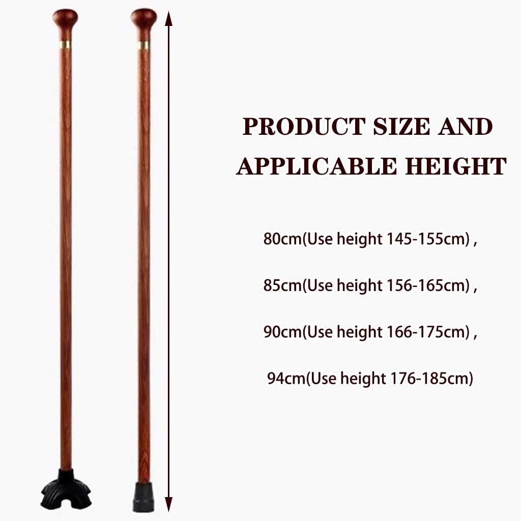 laska dla seniorów, Wysokiej jakości okrągła laska spacerowa, ręcznie wykonana z palisandru dla mężczyzn, antypoślizgowa i lekka(B,90Cm(Use Height 166 175Cm))