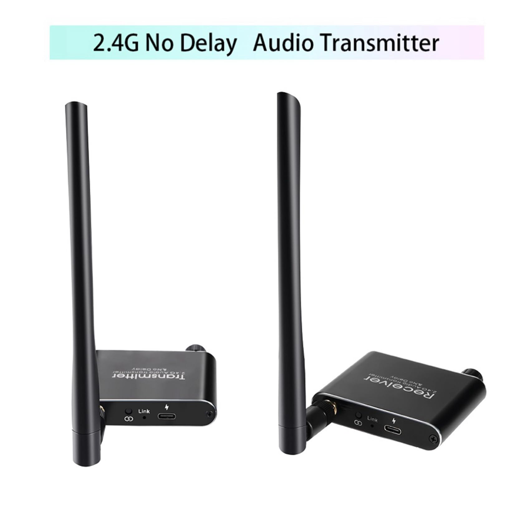 2X Adaptador de Audio Inalámbrico 2.4G Extensor de Audio Transmisor y Receptor de Audio Inalámbrico 50M Extensor de Audio LAN Divisor RX/TX