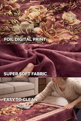 Image of AAZEEM Printed Tablecloth Soft Feel Table Cover 4-6 Seater,Table Cover,Dining Table Cover, Table Linen,Dining Table Chair Cover,Dining Table Cover 6 Seater|Purple|36 X 54 Inches