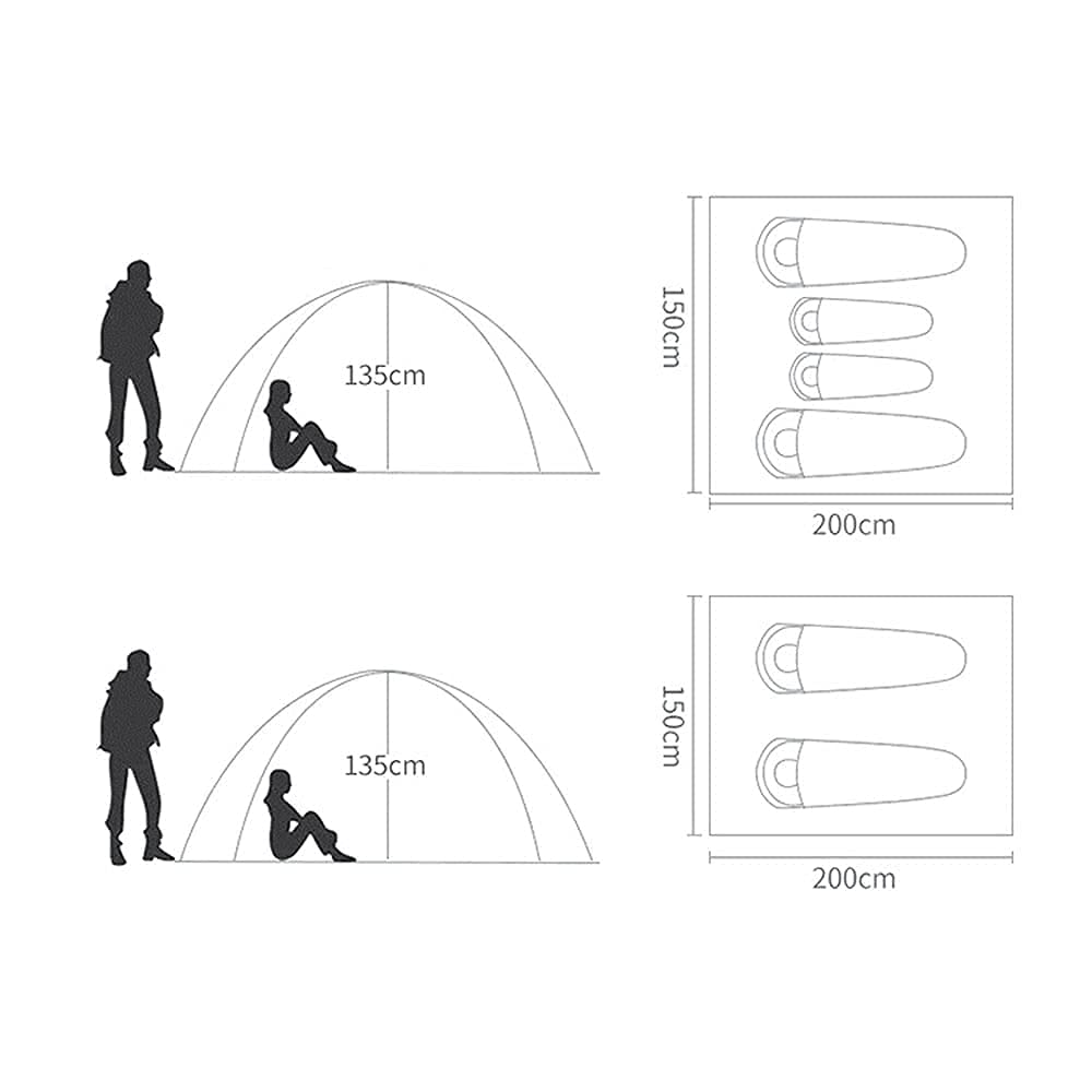 Zelte, 2 Mann ideal zum Campen im Garten, Kuppel, wasserdichtes 3 -Personen -Camping