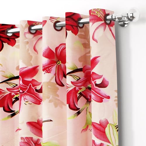 Image of Story@Home Door Curtains 7 feet Long Set of 2 | Floral Design | Polyester | Light Filtering Curtains | Curtains for Living Room | (118 x 215 cm, Pink) | Perfect for Home Decor