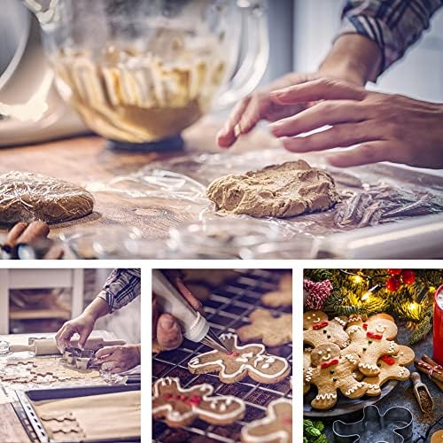 MIUTME Christmas Cookie Cutter Set, 5 Piece Upgraded Version Stainless Steel Biscuit Cutter Set-Christmas Tree, Santa Claus, Gingerbread Man, Snowflake, Reindeer for Baking