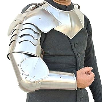 Arms Armor with Asymmetrical Pauldrons Metallic One Size Shoulder Guard