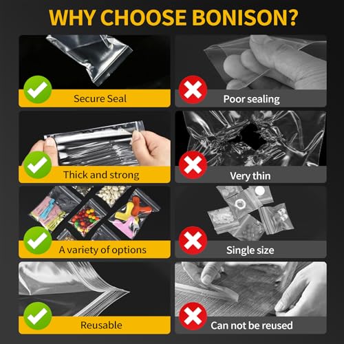 200 Pack Small Plastic Bags For Jewelry, Mini Baggies 4 Assorted Sizes. 2x3 3x3 3x5 4x6 Inch 2 Mil Thick Poly Zipper Lock Bags Clear for Jewelry, Bead, Crafts, Small Parts Storage4