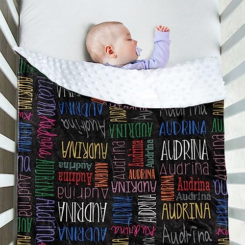 Image of Custom Baby Blanket - Personalized Names Design - Soft Plush Blanket with Double Layer Dotted Backing for Boys Girls Color23(47x60 inches)