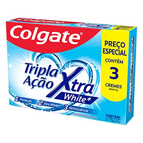 Creme Dental Colgate Tripla Ação Xtra White 70g Promo Leve 3 Pague 2, Colgate