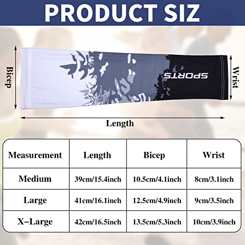 Newcotte 4 Pairs UV Sun Protection Arm Sleeves Cooling Sports Sleeve Anti Slip Ice Silk Warmers Arm Covers for Men Women (Blue, Black,Large) - Thumbnail 3