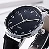 NUOVO Men Watches Men's Leather Strap Watch Modern Classic Quartz Watch Easy to Read Black Watch Simple Wrist Watch for Men for Business and Casual Wear… #2