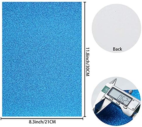 16 Colors 8X12 Inches Cool Color Series Glitter Faux Lather Sheets for Leather Bows, Earring, Jewelry Making, Sewing, Shoe Making and Craft Making