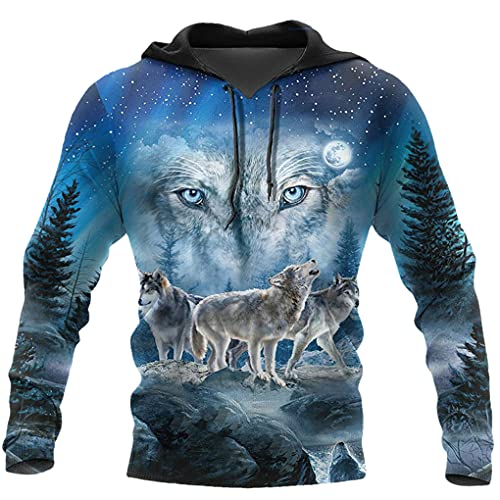 Sudadera con Capucha De Otoño A La Moda con Estampado 3D De Lobo para Hombre Sudadera con Capucha con Cremallera Unisex Streetwear Harajuku Sudadera Casual Pullover Hoodies M Cover